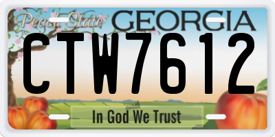 GA license plate CTW7612