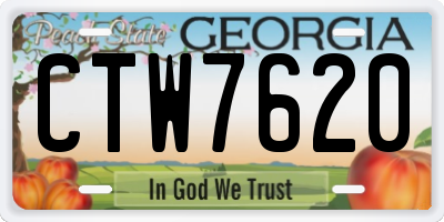 GA license plate CTW7620