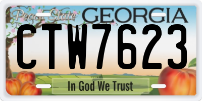 GA license plate CTW7623