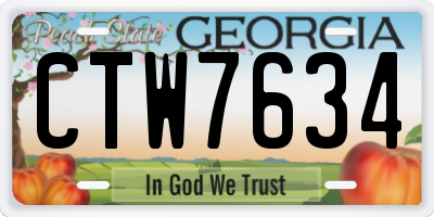 GA license plate CTW7634