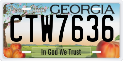 GA license plate CTW7636