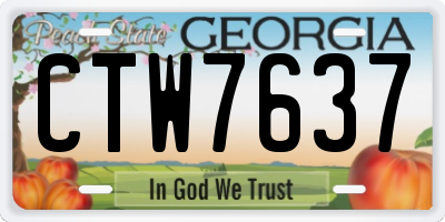 GA license plate CTW7637
