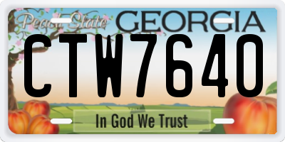 GA license plate CTW7640