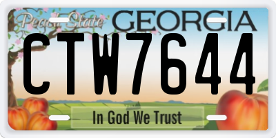 GA license plate CTW7644