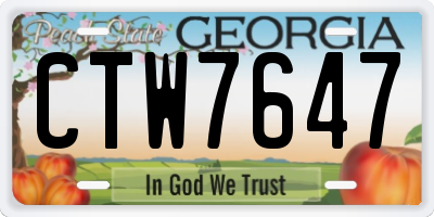GA license plate CTW7647