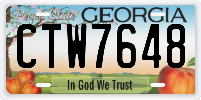 GA license plate CTW7648