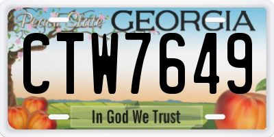 GA license plate CTW7649
