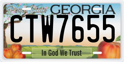 GA license plate CTW7655