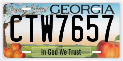 GA license plate CTW7657