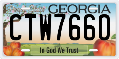 GA license plate CTW7660