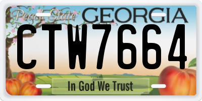 GA license plate CTW7664