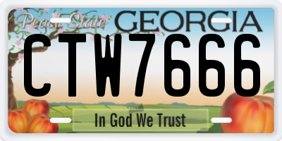 GA license plate CTW7666
