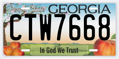 GA license plate CTW7668