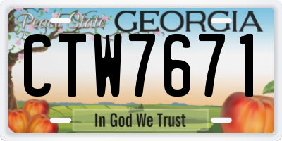 GA license plate CTW7671