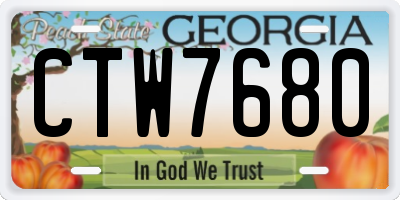 GA license plate CTW7680