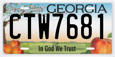 GA license plate CTW7681