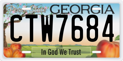 GA license plate CTW7684