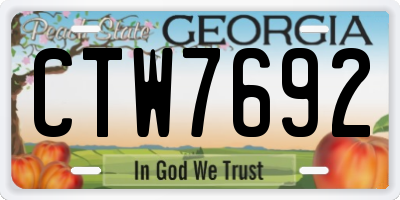 GA license plate CTW7692