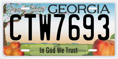 GA license plate CTW7693