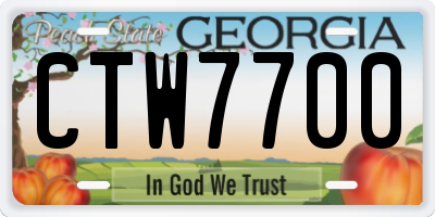 GA license plate CTW7700