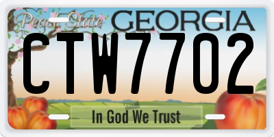 GA license plate CTW7702