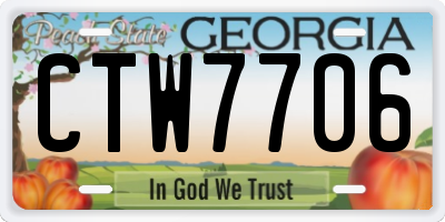 GA license plate CTW7706