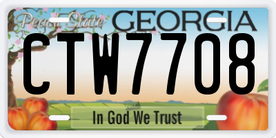 GA license plate CTW7708