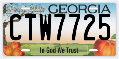 GA license plate CTW7725