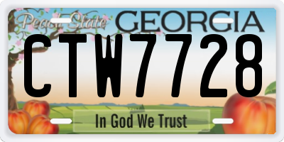 GA license plate CTW7728