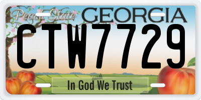 GA license plate CTW7729