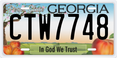 GA license plate CTW7748