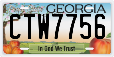 GA license plate CTW7756