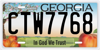 GA license plate CTW7768