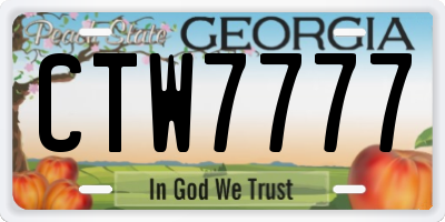 GA license plate CTW7777