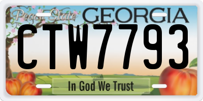 GA license plate CTW7793