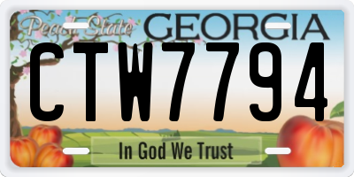 GA license plate CTW7794