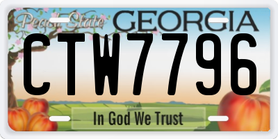 GA license plate CTW7796