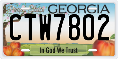GA license plate CTW7802