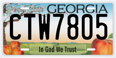 GA license plate CTW7805