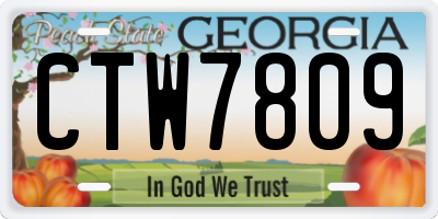 GA license plate CTW7809