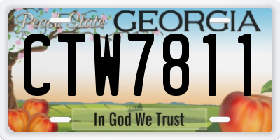 GA license plate CTW7811
