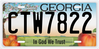 GA license plate CTW7822