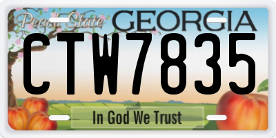 GA license plate CTW7835