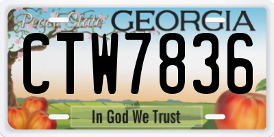 GA license plate CTW7836