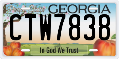 GA license plate CTW7838