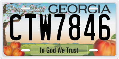 GA license plate CTW7846