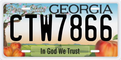 GA license plate CTW7866
