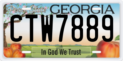 GA license plate CTW7889