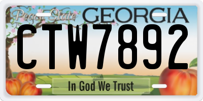 GA license plate CTW7892