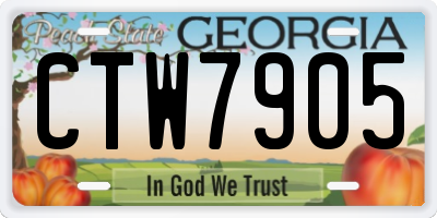 GA license plate CTW7905